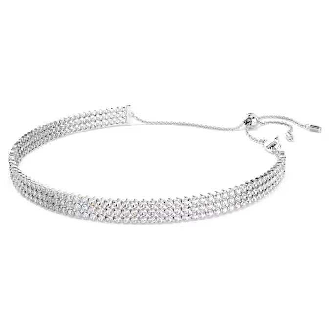 Swarovski Matrix Tennis Choker Round Cut, White, Rhodium Plated 5685755