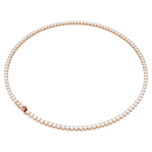 Swarovski Matrix Tennis Necklace Round Cut, White, 18K Rose Gold finish 5764194
