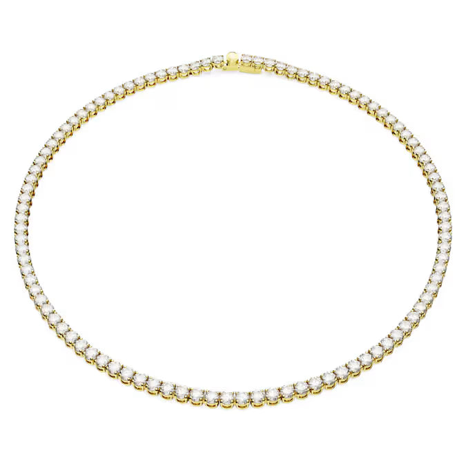 Swarovski Matrix Tennis Necklace Round Cut, White, Gold-Tone Plated 5681795
