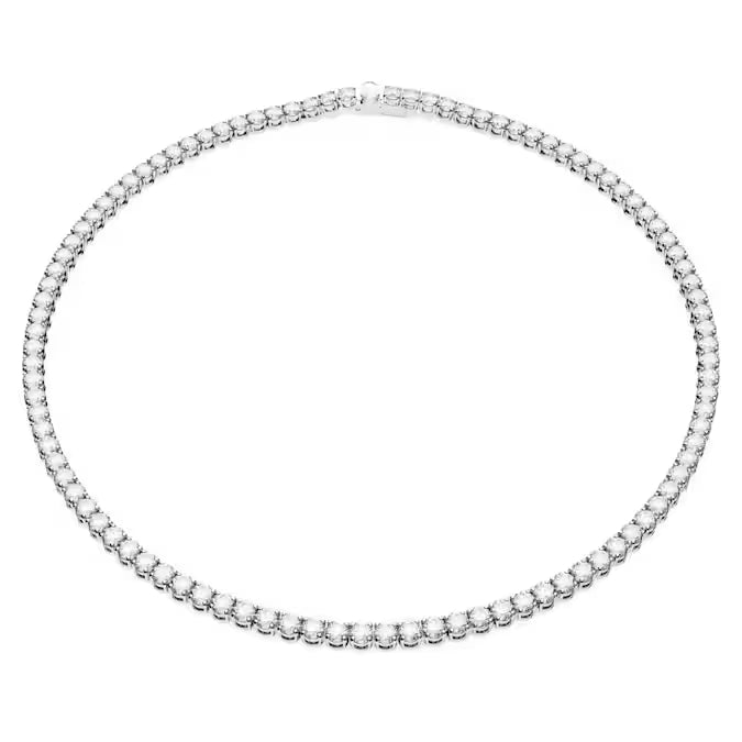 Swarovski Matrix Tennis Necklace Round Cut, White, Rhodium Plated 5681796