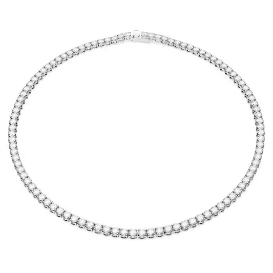 Swarovski Matrix Tennis Necklace Round Cut, White, Rhodium Plated 5681801