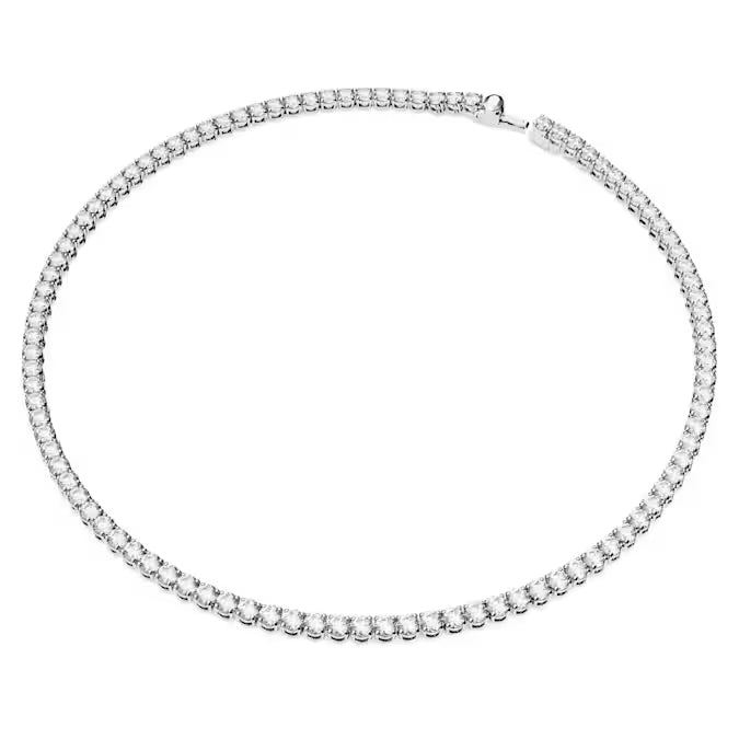 Swarovski Matrix Tennis Necklace Round Cut, White, Rhodium Plated 5681801