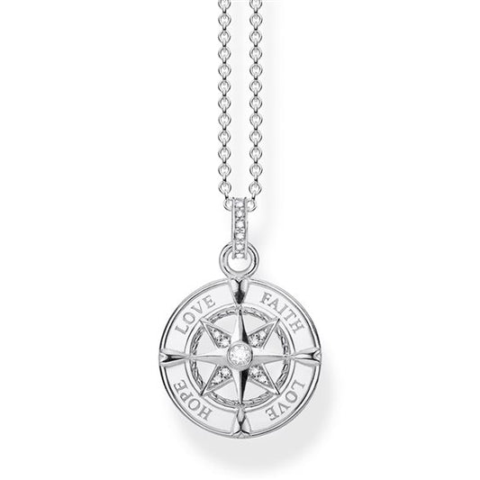 Thomas Sabo Silver Compass faith, love, hope Necklace KE1849-051-14-l45v