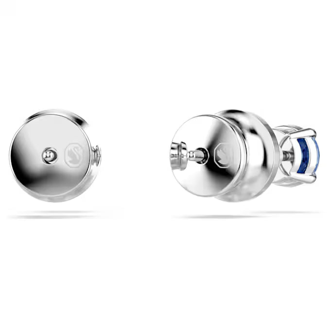 Swarovski Stilla Attract Stud Earrings Round Cut, Blue, Rhodium Plated 5734250