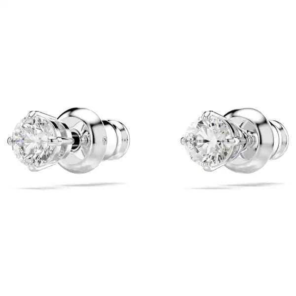 Swarovski Stilla Attract stud earrings Round cut, White, Rhodium plated 5408436