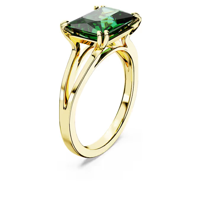 Swarovski Stilla Cocktail Ring Rectangular Cut, Green, Gold-Tone Plated 5677140, 5677150, 5677147