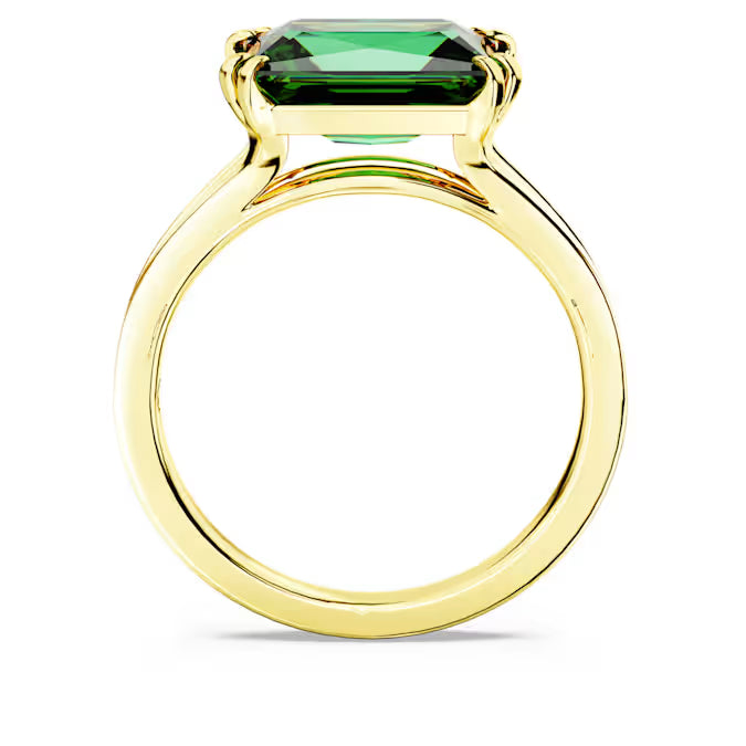 Swarovski Stilla Cocktail Ring Rectangular Cut, Green, Gold-Tone Plated 5677140, 5677150, 5677147