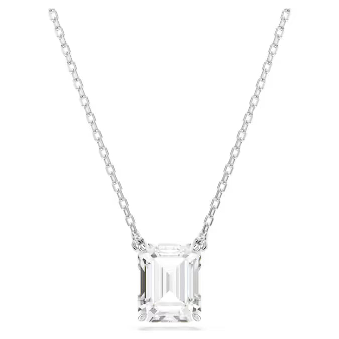 Swarovski Stilla Pendant Octagon Cut, White, Rhodium Plated 5693405