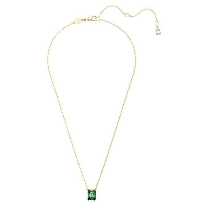Swarovski Stilla Pendant Rectangular Cut, Green, Gold-Tone Plated 5677141