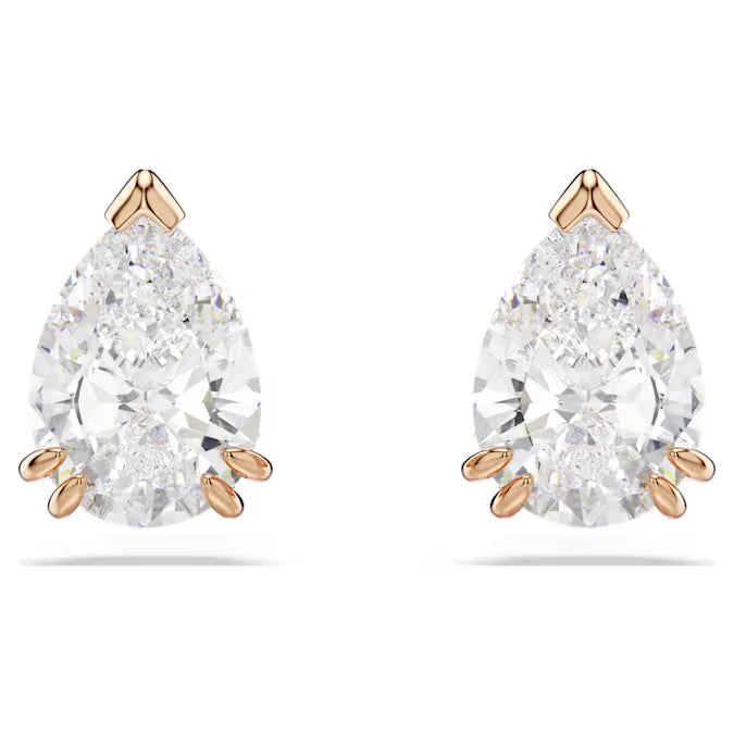 Swarovski Stilla Stud Earrings Pear Cut, White, Rose Gold-Tone Plated 5734248