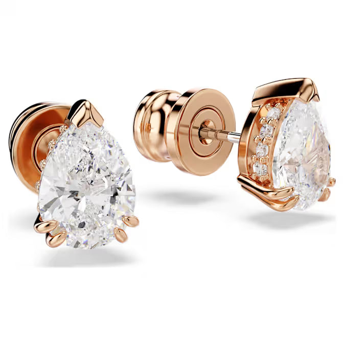 Swarovski Stilla Stud Earrings Pear Cut, White, Rose Gold-Tone Plated 5734248