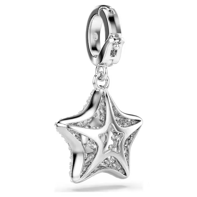 Swarovski Sublima charm Round cut, Star, White, Rhodium plated 5760562
