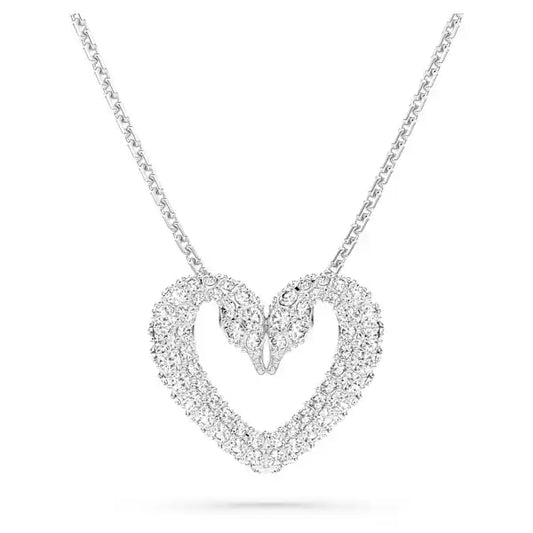 Swarovski Sublima pendant Heart, Medium, White, Rhodium plated 5625533