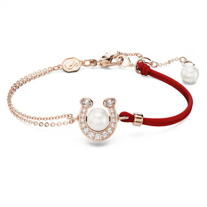 Swarovski Symbolica Bracelet Crystal Pearl, Pavé, Horseshoe, White, Rose Gold-Tone Plated 5736976