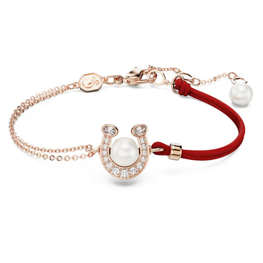 Swarovski Symbolica Bracelet Crystal Pearl, Pavé, Horseshoe, White, Rose Gold-Tone Plated 5736976
