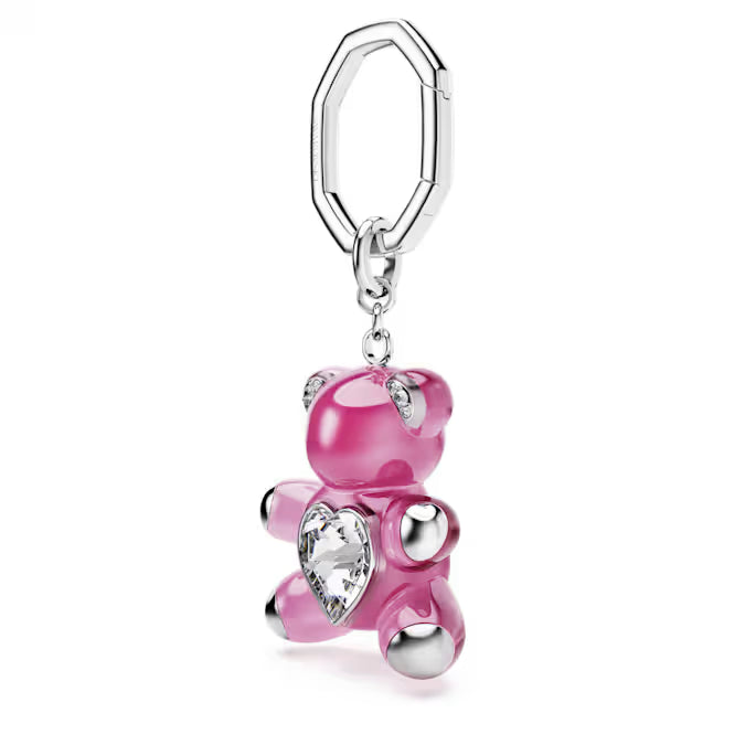 Swarovski Teddy key ring Bear, Pink, Rhodium plated 5735365