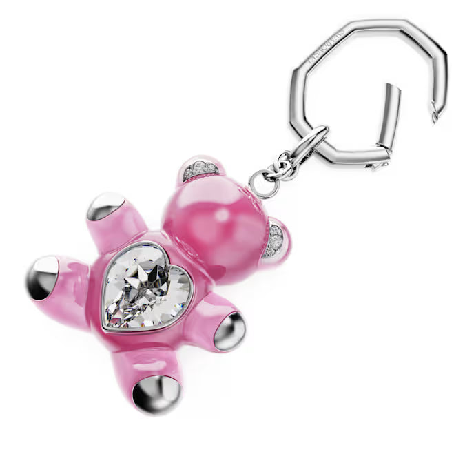 Swarovski Teddy key ring Bear, Pink, Rhodium plated 5735365