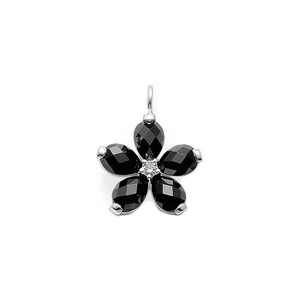 Thomas Sabo Glam And Soul Sterling Silver Cubic Zirconia Black Flower Pendant PE469-051-18