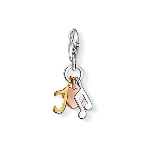 Thomas Sabo Silver Tri Colour I Love Music Charm 0968-431-12