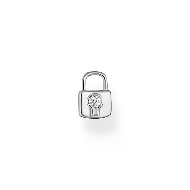 Thomas Sabo Sterling Silver Single Love Lock Stud Earring With White Zirconia Stones H2219-051-14