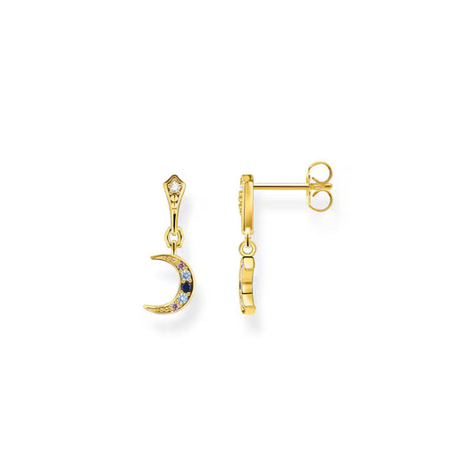 Thomas Sabo Sterling Silver Gold-plated Multi-Coloured Moon Dropper Earrings H2204-959-7