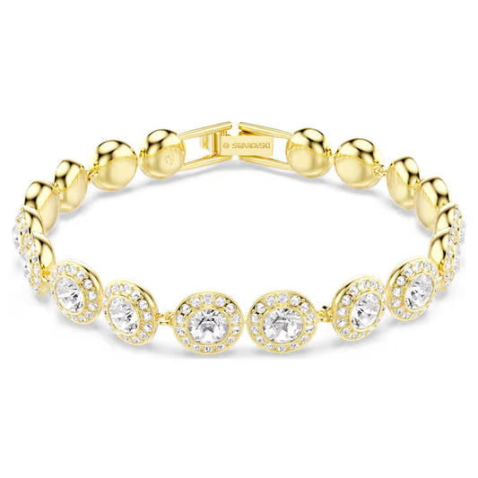 Swarovski Una Angelic Bracelet Round Cut, Pavé, Medium, White, Gold-Tone Plated 5505469