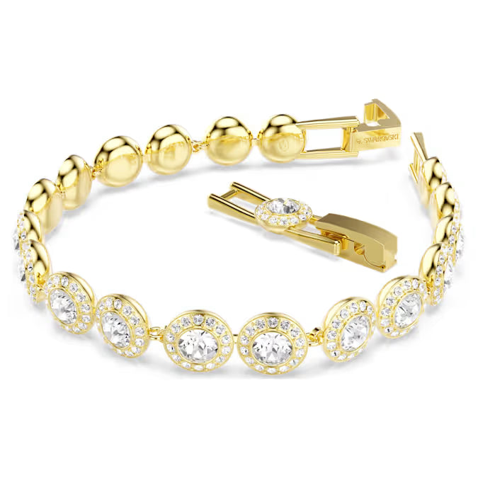 Swarovski Una Angelic Bracelet Round Cut, Pavé, Medium, White, Gold-Tone Plated 5505469