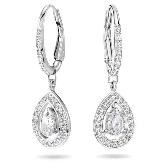 Swarovski Una Angelic drop earrings Pear cut, White, Rhodium plated 5197458