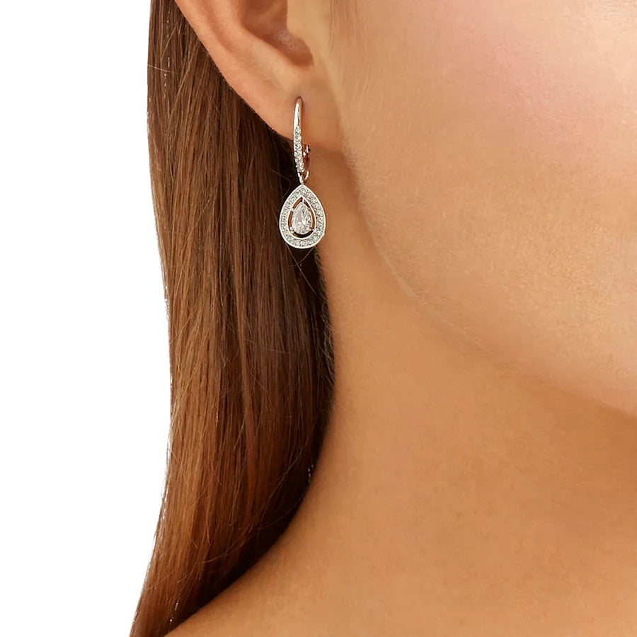 Swarovski Una Angelic drop earrings Pear cut, White, Rhodium plated 5197458