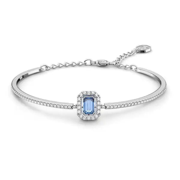 Swarovski Una bangle Octagon cut, Pavé, Blue, Rhodium plated 5620556