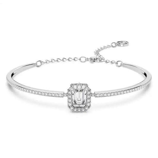 Swarovski Una bangle Octagon cut, Pavé, White, Rhodium plated 5638494