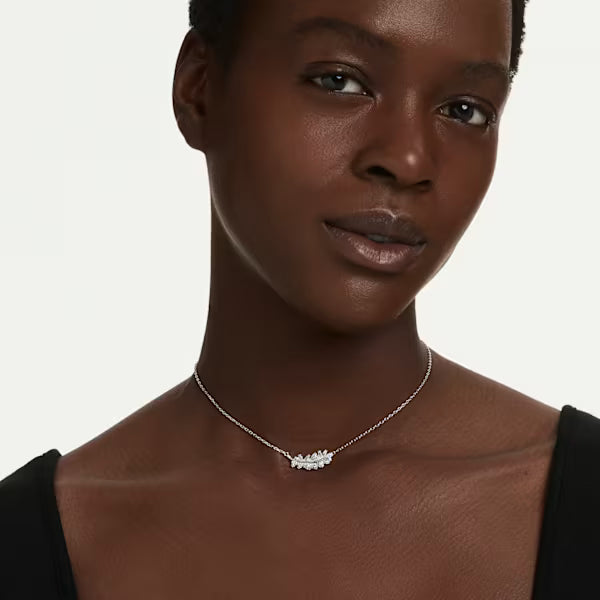 Swarovski Vienna Pendant Mixed Cuts, Feather, White, Rhodium Plated 5756111