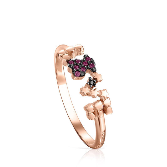 Tous Rose Gold Vermeil San Valentín love Ring with Ruby and Spinel 915305550