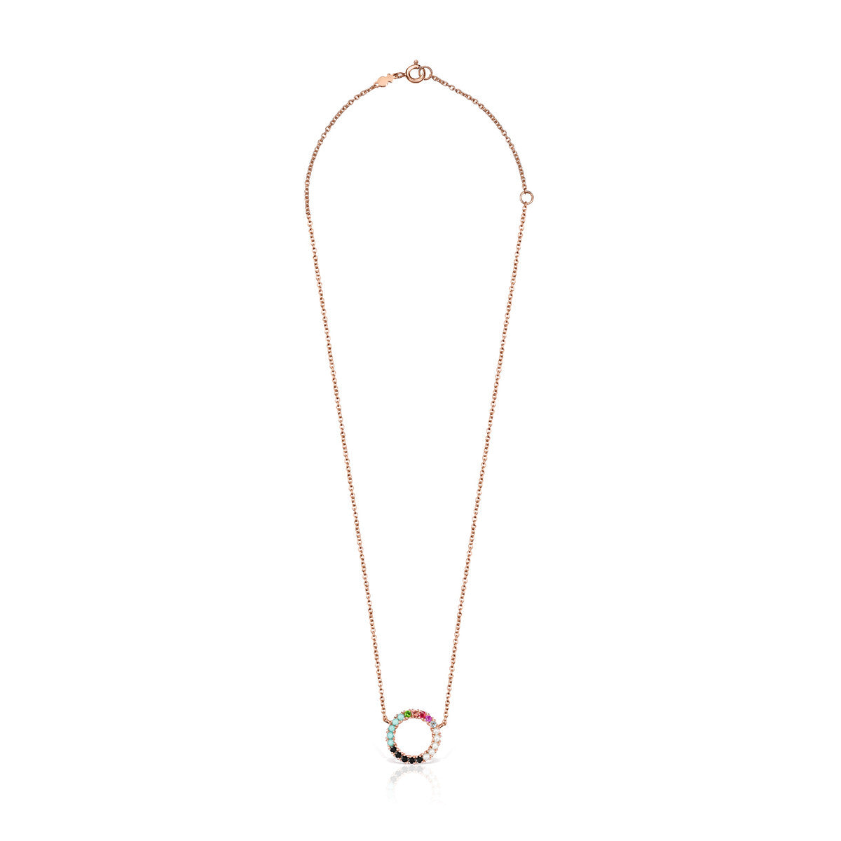 Tous Straight disc Necklace in Rose Gold Vermeil with Gemstones 912722510