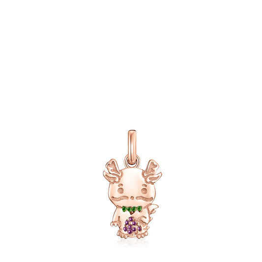 Tous Chinese Horoscope Dragon Pendant in Rose Gold Vermeil, Ruby and Chrome Diopside 918434560
