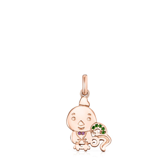 Tous Chinese Horoscope Rooster Pendant in Rose Gold Vermeil, Ruby and Chrome Diopside 918434570