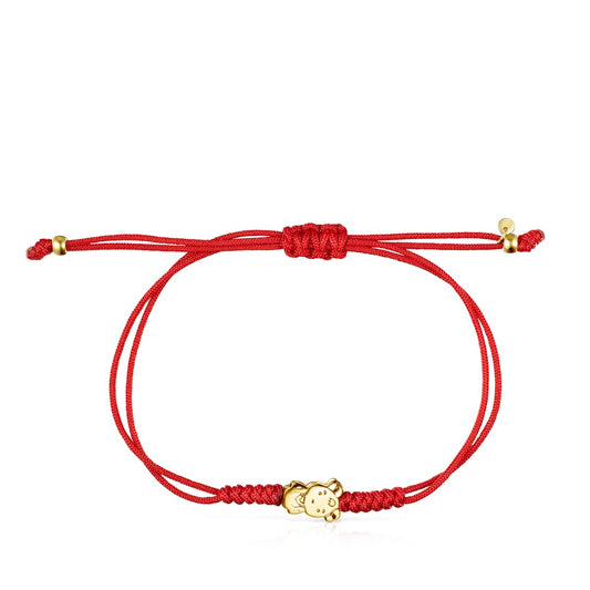 Tous Chinese Horoscope Goat Bracelet in Gold and Red Cord 918431040
