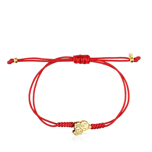 Tous Chinese Horoscope Rooster Bracelet in Gold and Red Cord 918431070