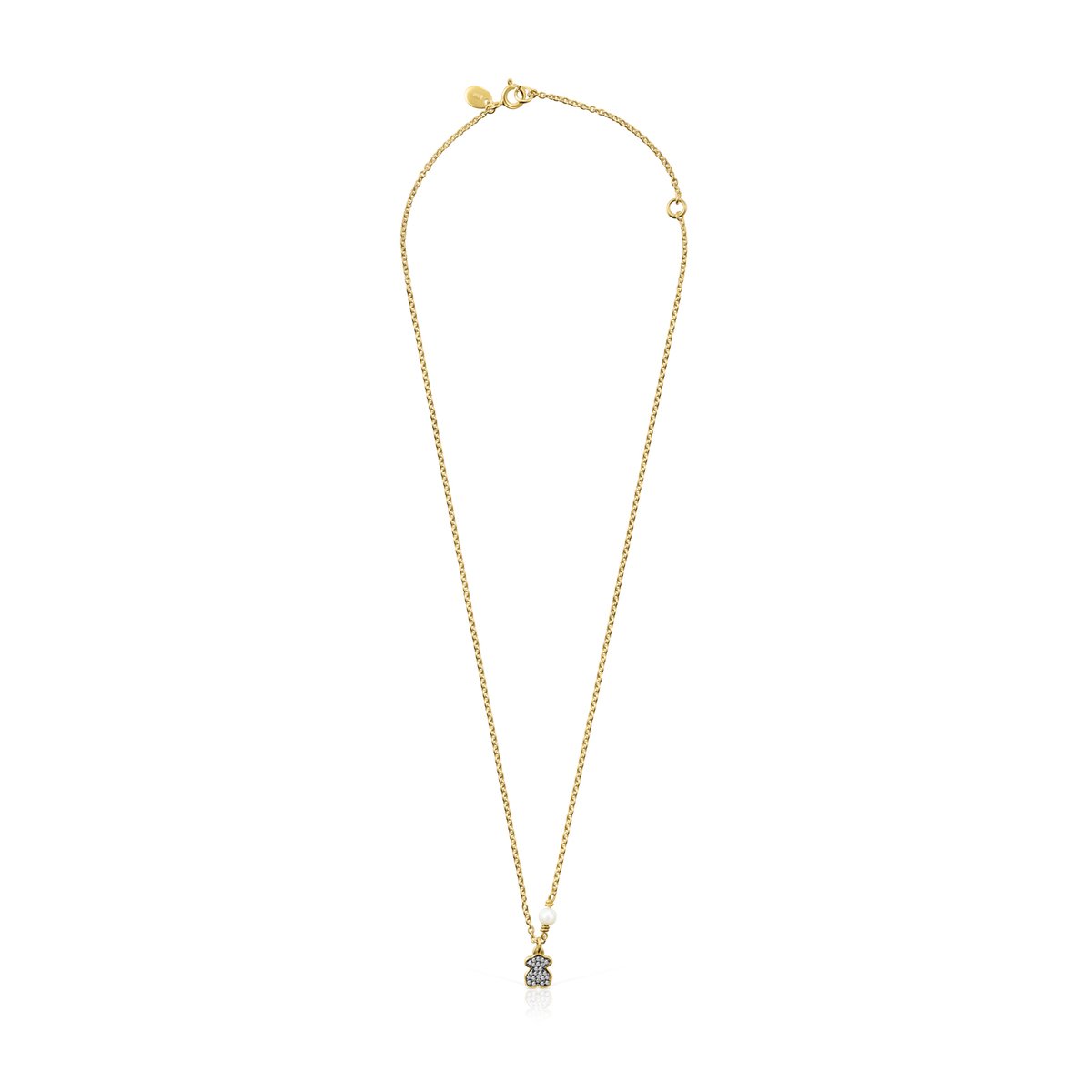 Tous Nocturne bear Necklace in Gold Vermeil with Diamonds and Pearl 918442590