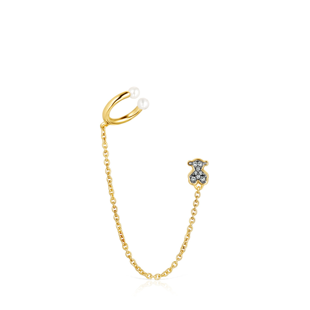 Tous Nocturne 1/2 Earring in Gold Vermeil with Diamonds and Pearl 918443640