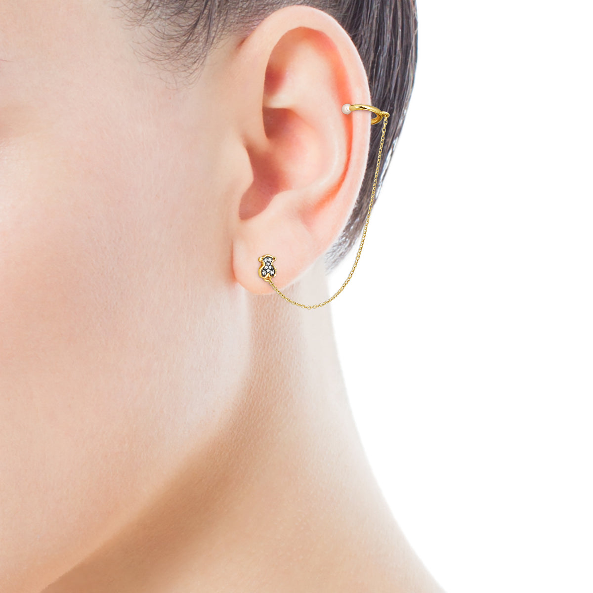 Tous Nocturne 1/2 Earring in Gold Vermeil with Diamonds and Pearl 918443640