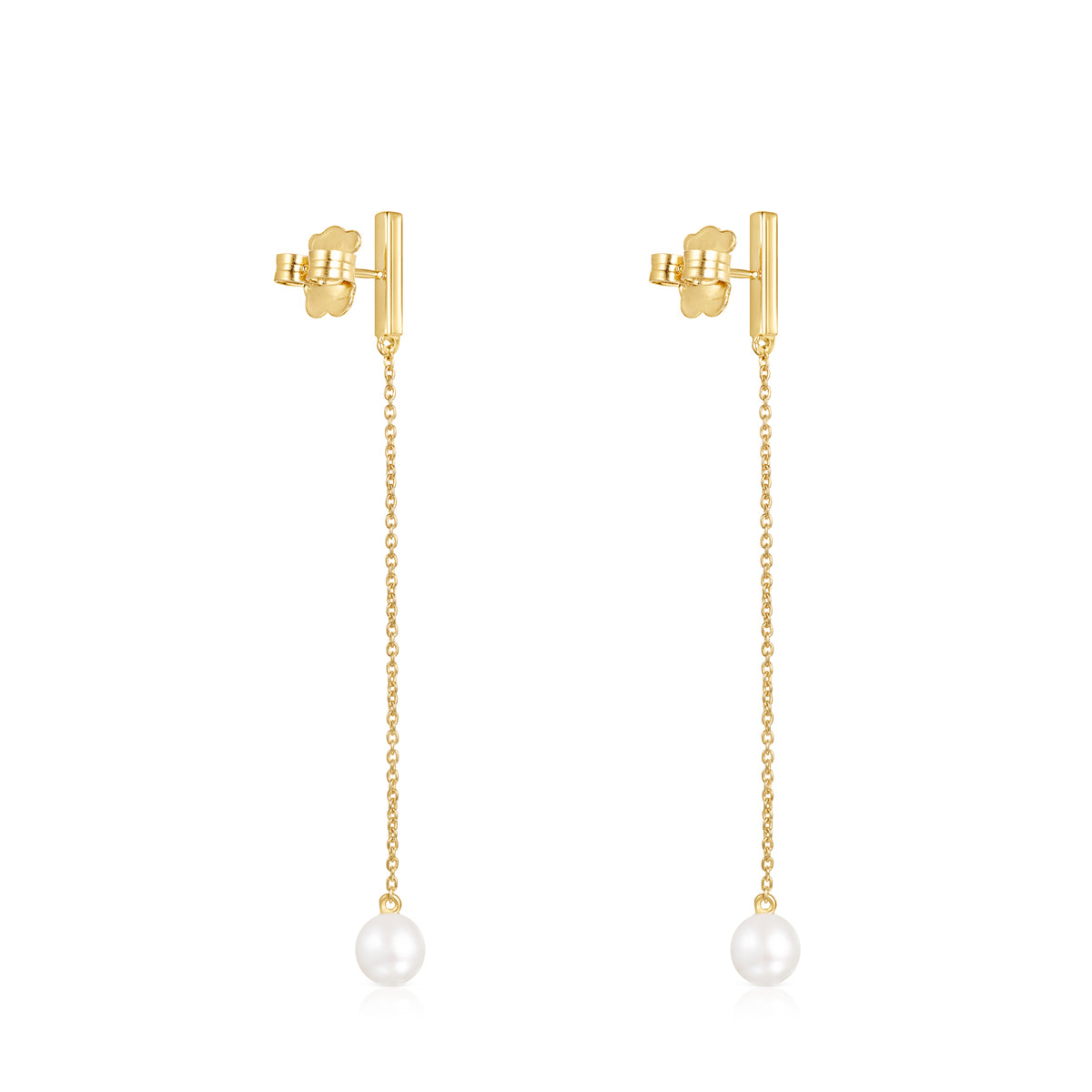 Tous Long Nocturne bar Earrings in Gold Vermeil with Diamonds and Pearl 918443730