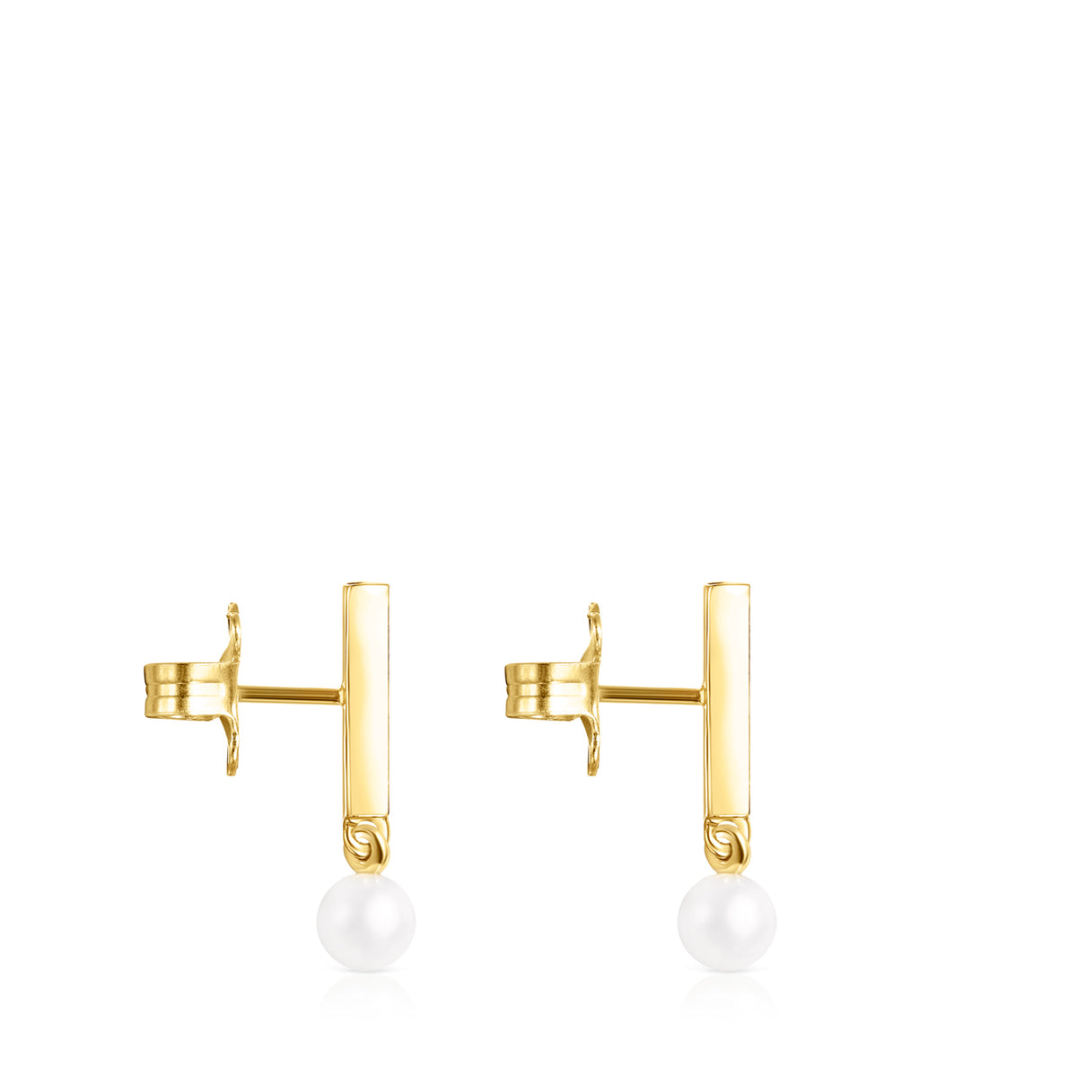 Tous Nocturne bar Earrings in Gold Vermeil with Diamonds and Pearl 918443740
