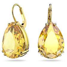 Millenia drop earrings Pear cut, Yellow, Gold-tone plated 5619495