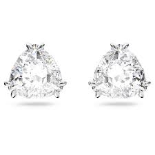 Millenia stud earrings Trilliant cut, White, Rhodium plated 5619498