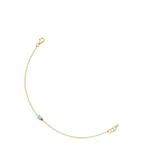 Tous Mini Ivette Bracelet in Gold with Amazonite and Ruby 912191010