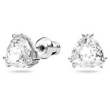 Millenia stud earrings Trilliant cut, White, Rhodium plated 5619498