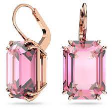 Millenia drop earrings Octagon cut, Pink, Rose gold-tone plated 5619502