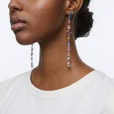 Gema drop earrings Asymmetrical, Multicoloured, Rhodium plated 5600979