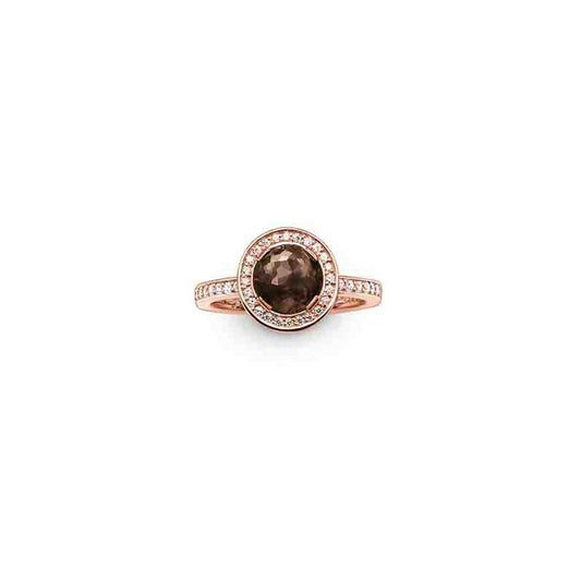 Thomas Sabo Silver Rose Gold with Smoky Quartz Ring - TR1971-441-2-54